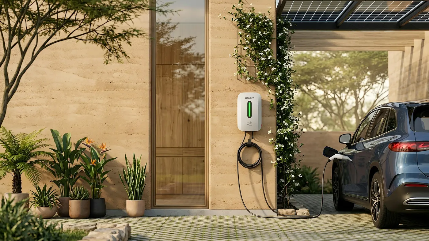 Home EV charge point installed on an exterior wall